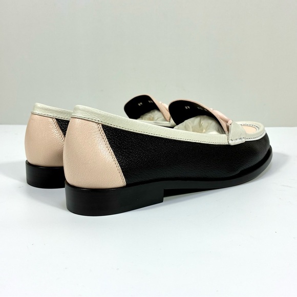 Salvatore Ferragamo Gancini Leather Colorblock Loafers 8.5 Black Pink Ivory NEW - Picture 5 of 17